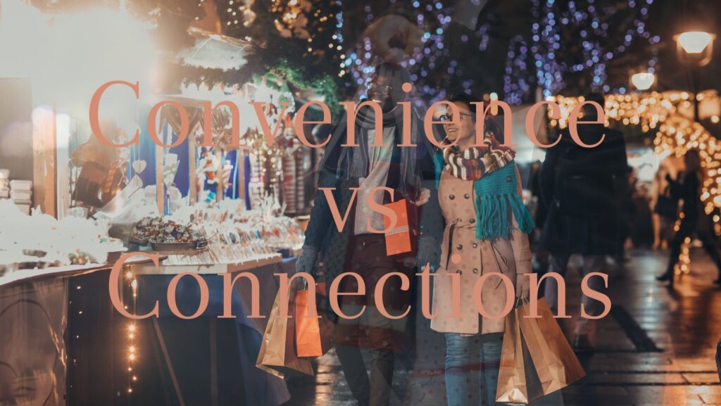 two people Christmas shopping